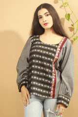 Grey-Khunn Colour Block Top