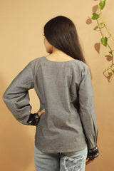 Grey-Khunn Colour Block Top