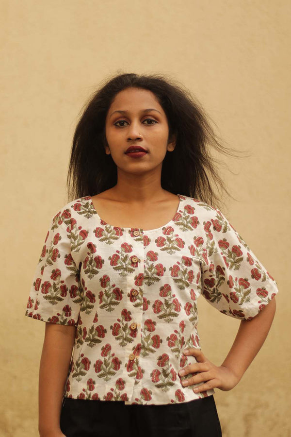 Front Button Top in Sanganeri