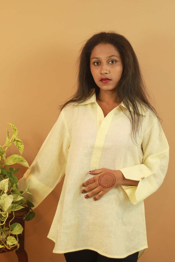 Short Linen Tunic- Ecru