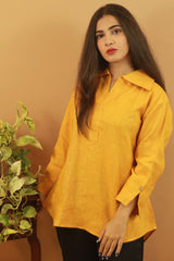 Short Linen Tunic- Mustard