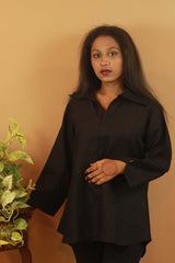 Short Linen Tunic- Black