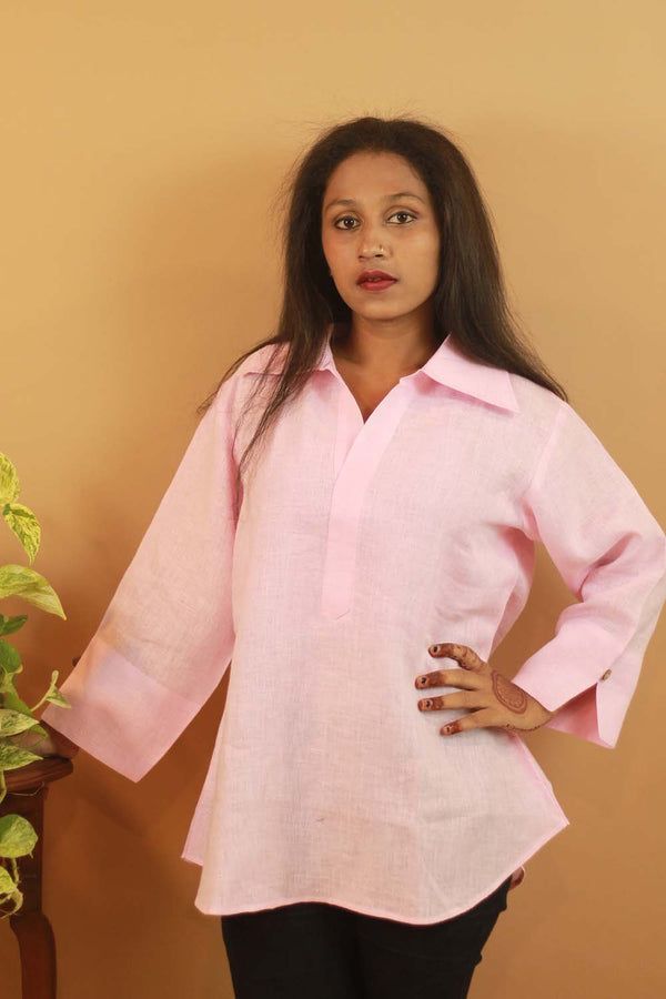 Short Linen Tunic- Blush