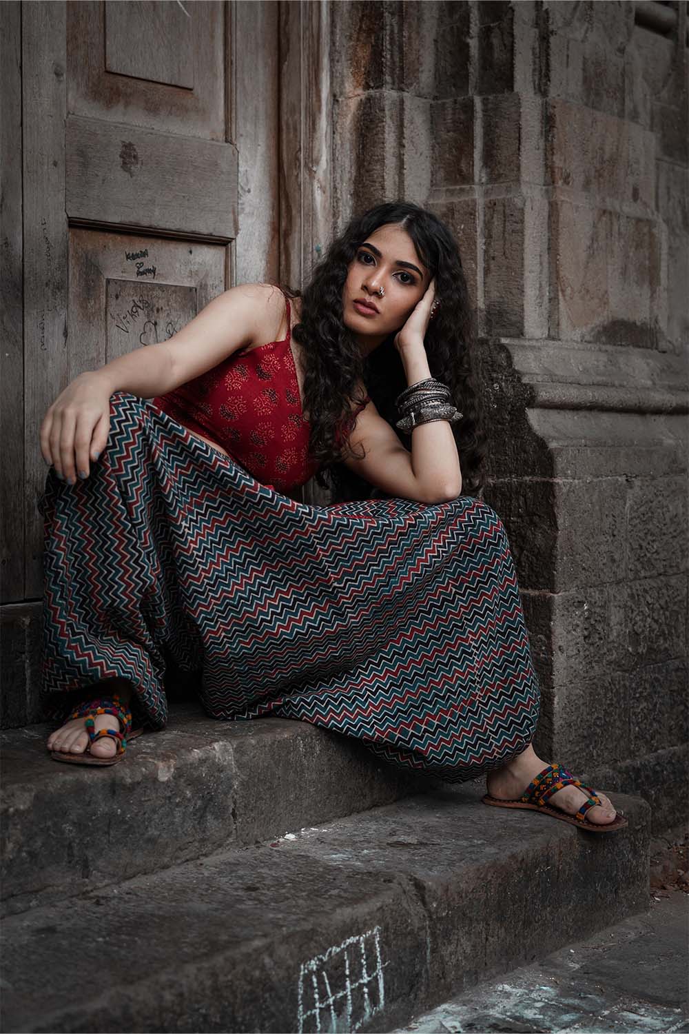 Dhaariyan | Wayfarer | Drop Crotch Pants | Ajrakh Chevron