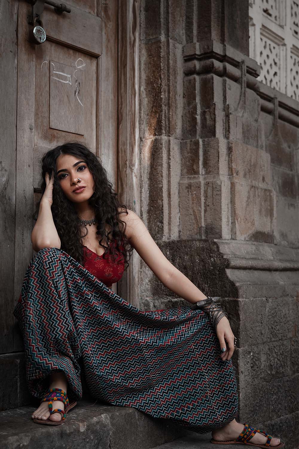 Dhaariyan | Wayfarer | Drop Crotch Pants | Ajrakh Chevron
