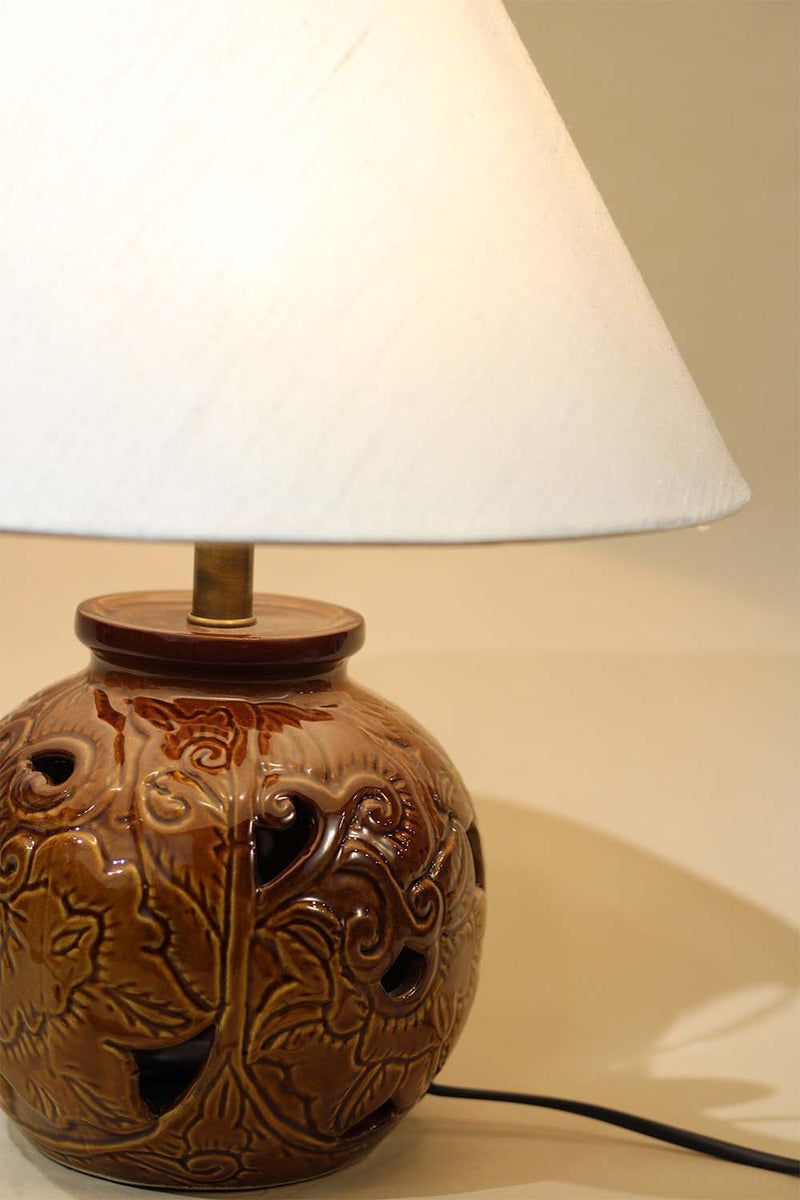 Round Ceramic Lamp in Sienna