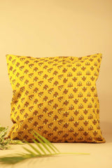 16" Square Cushion Cover | Embroidered Silk | Gold