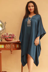 Modal Silk Kaftan Dress- Navy