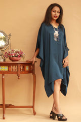 Modal Silk Kaftan Dress- Navy