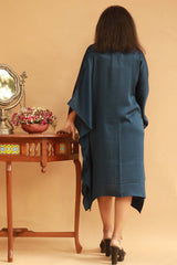 Modal Silk Kaftan Dress- Navy
