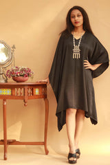 Modal Silk Kaftan Dress- Noir