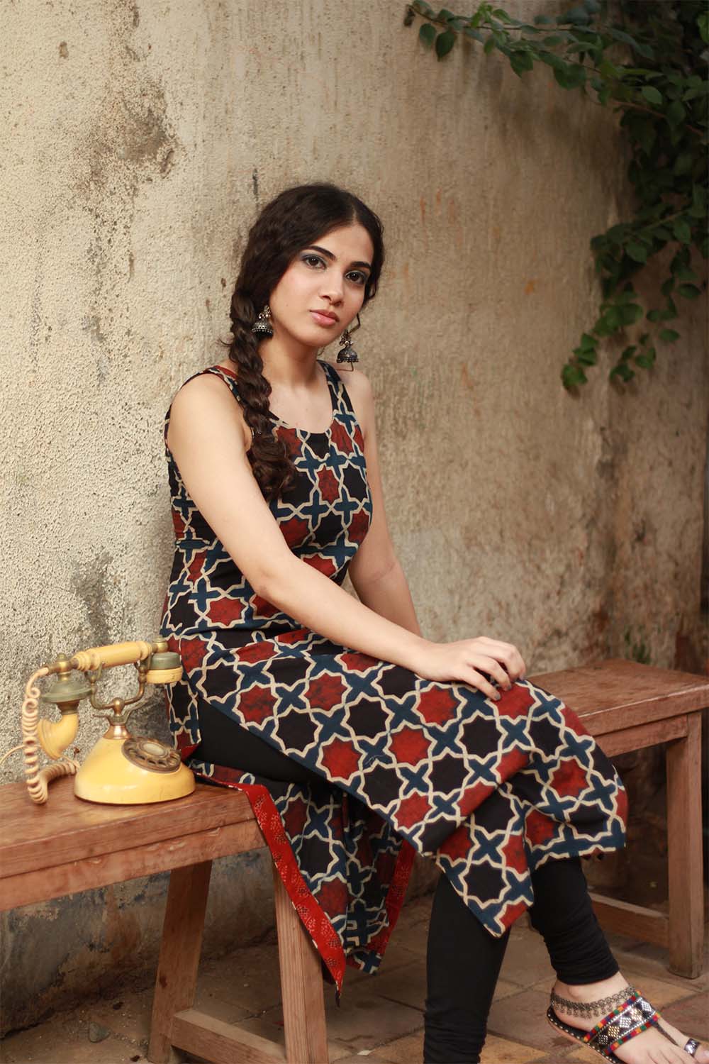 Vanya | Sleeveless Long Kurta | Shatkon Ajrakh