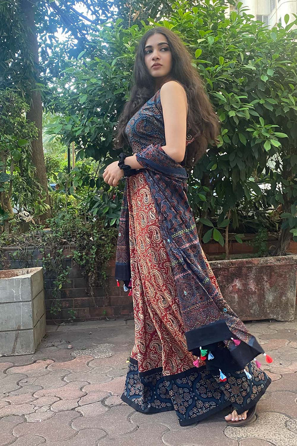 Ajrakh Long Skirt with Kairi Print
