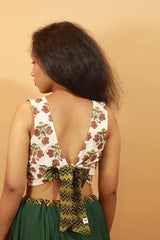 Mastaani | Reversible Blouse | Sanganeri & Green Ajrakh Chevron