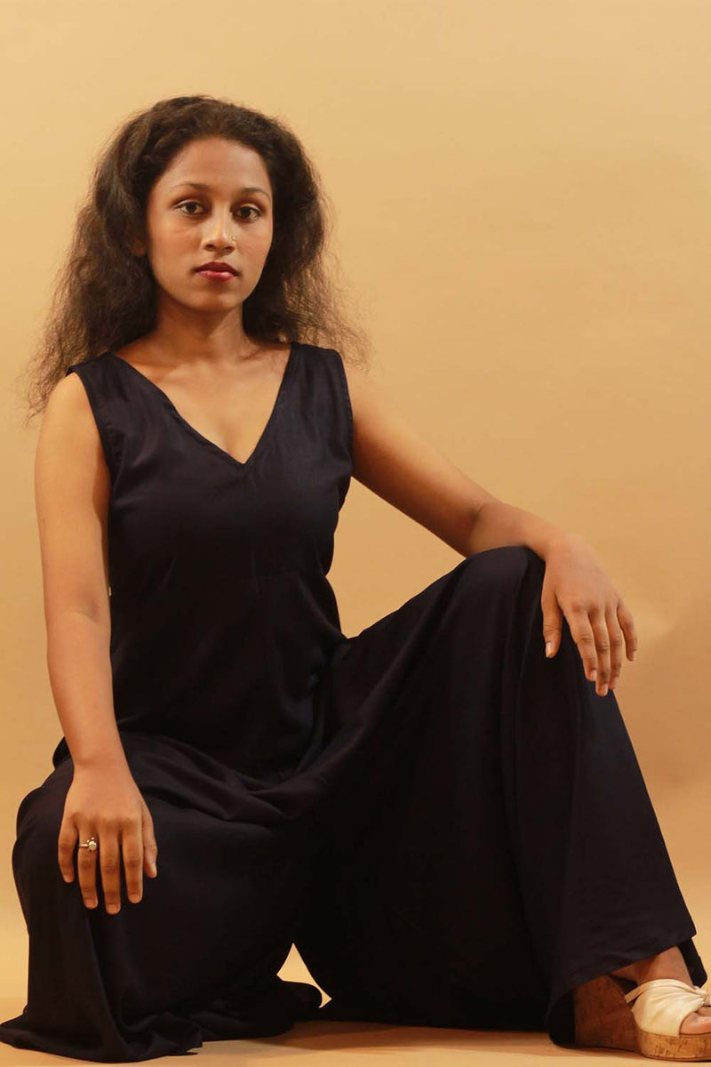 Wide Legged Jumpsuit in Midnight Blue