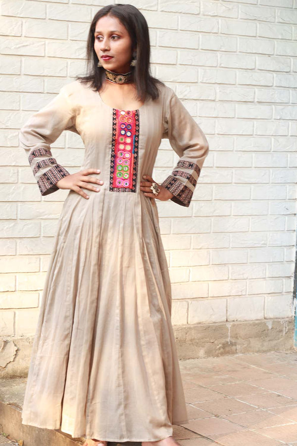 Chaaliskali in Slate - Mirrorwork & Ajrakh Yoke