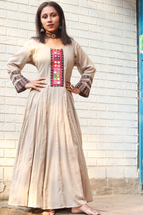 Chaaliskali in Slate - Mirrorwork & Ajrakh Yoke