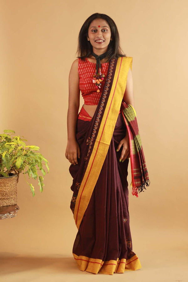 Beguna Embroidered Patteda Anchu Saree