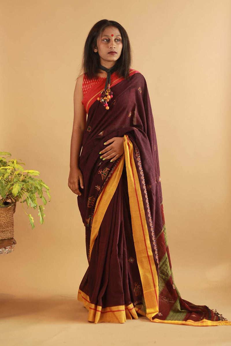 Beguna Embroidered Patteda Anchu Saree