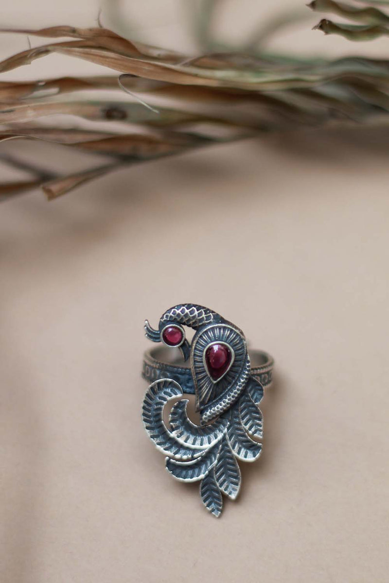 Peacock Pure Silver Ring