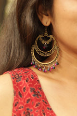 Chaand Baali Earrings- Fuschia Navy