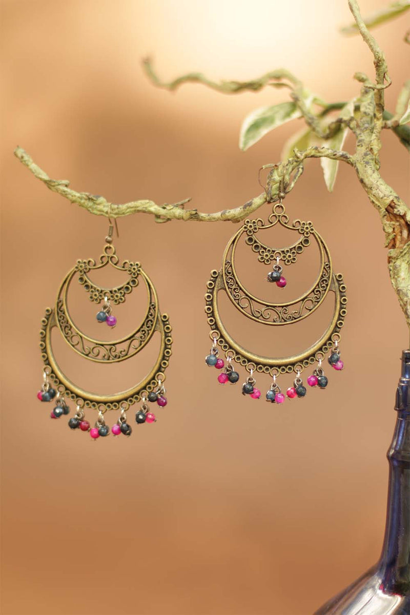 Chaand Baali Earrings- Fuschia Navy