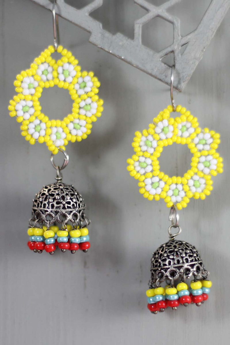 Beaded Flower Jhumkas