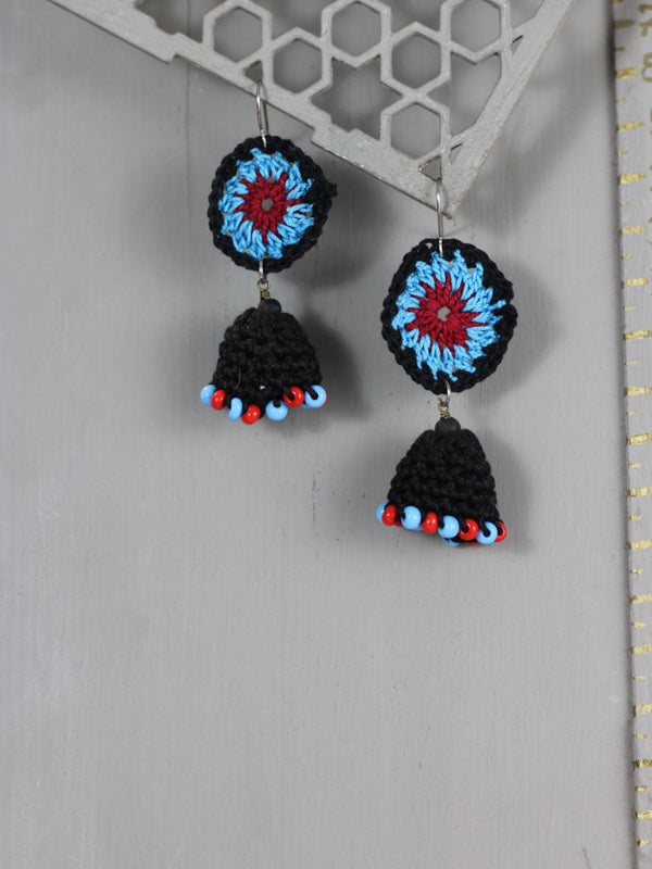 Noir Crocheted Jhumkas