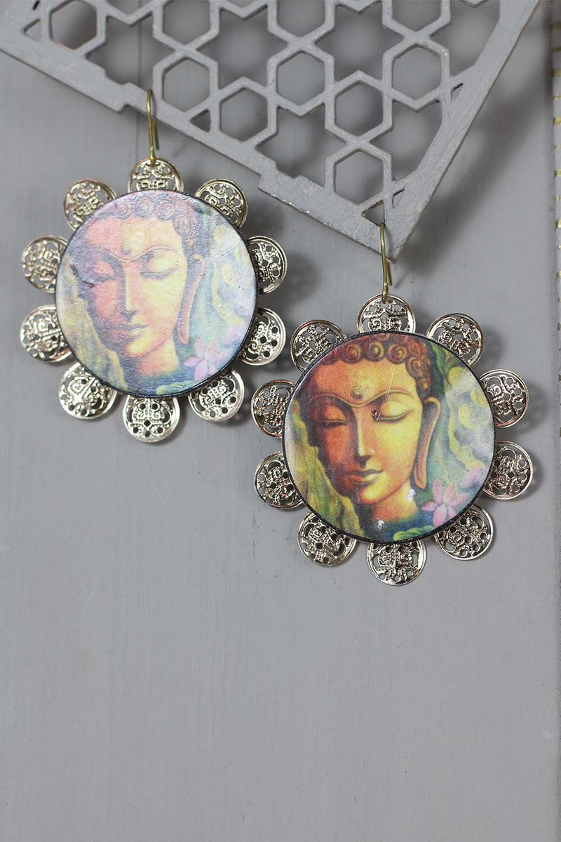 Meditative Buddha Decoupage Earrings