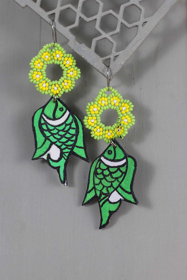 Handpainted-Beaded Maccher Earring