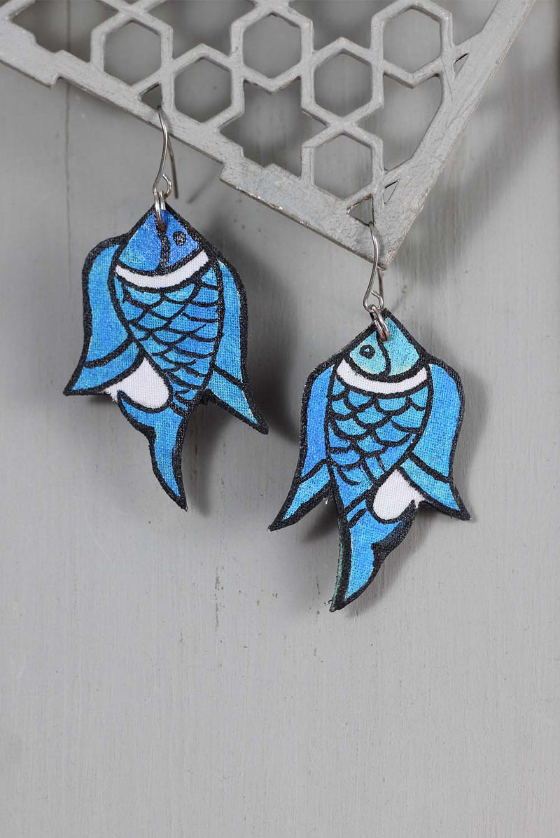 Handpainted Maccher Earring in Blue