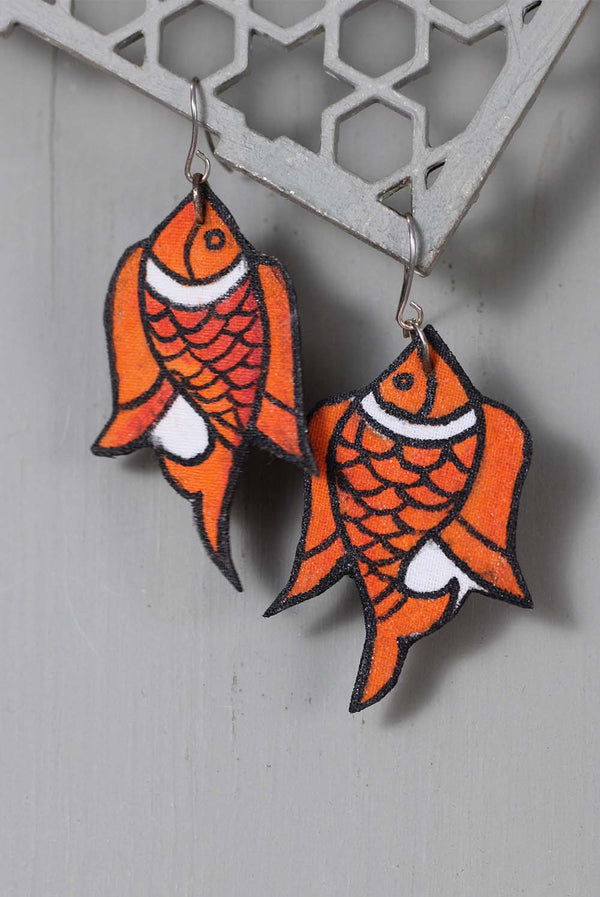 Handpainted Maccher Earrings in Orange