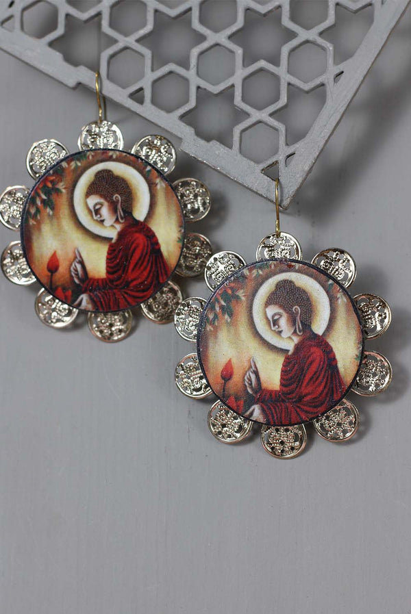 Buddha Decoupage Chamki Earrings