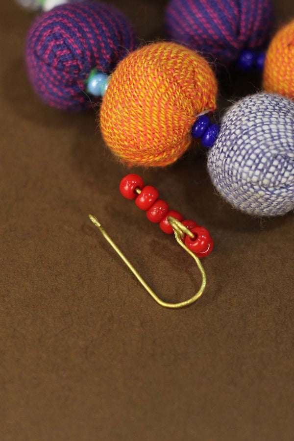 Handcrafted S shaped Brass Wire Nosepin | Red