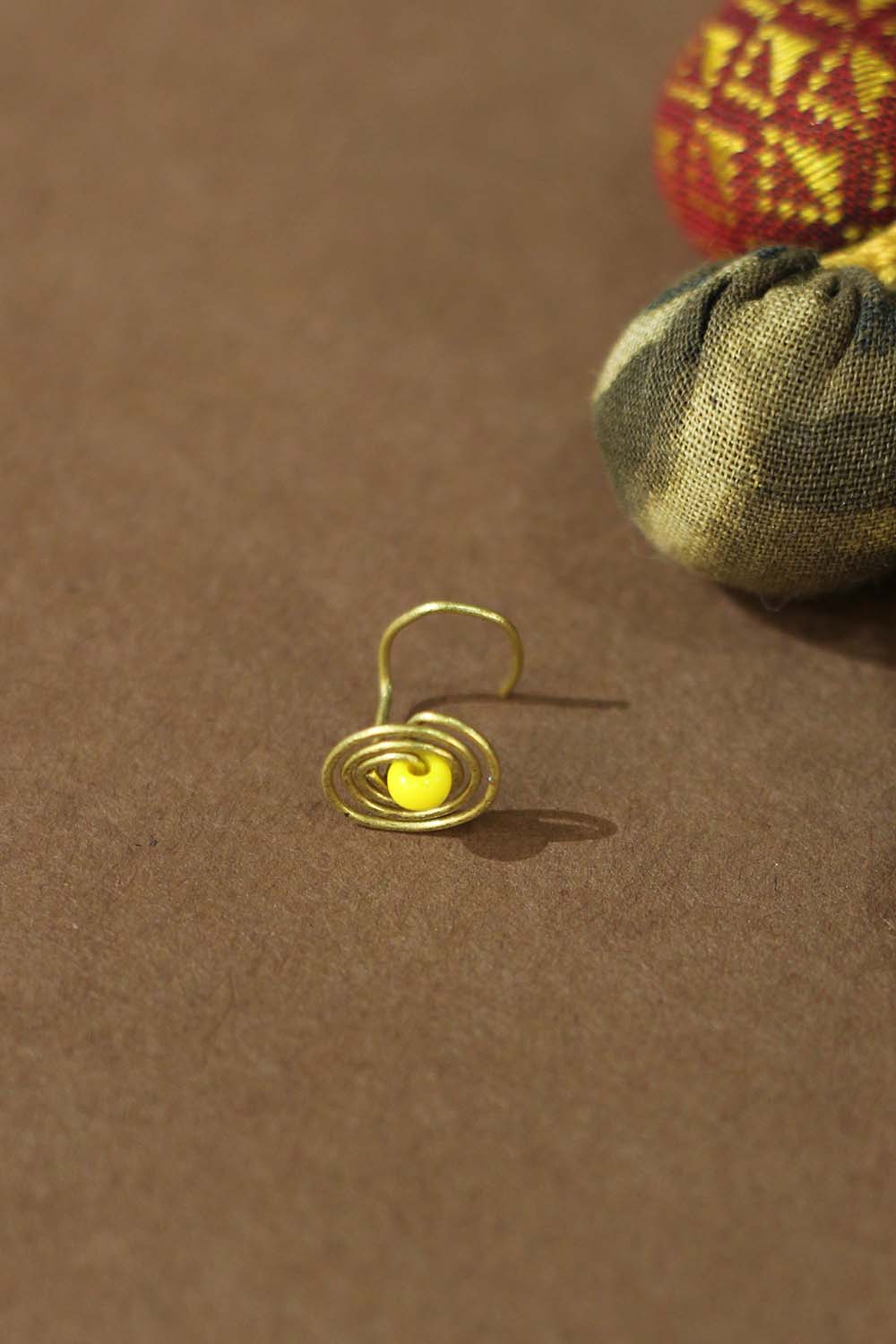 Handcrafted Brass Wire Nosepin | Lemon Yellow