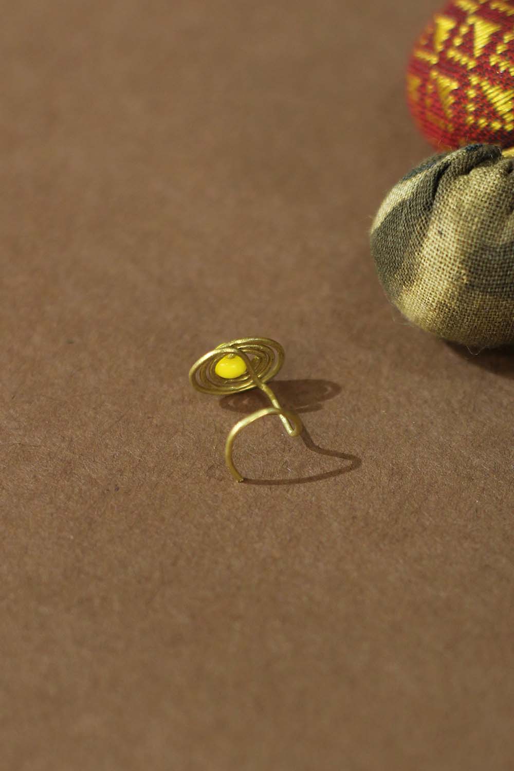 Handcrafted Brass Wire Nosepin | Lemon Yellow
