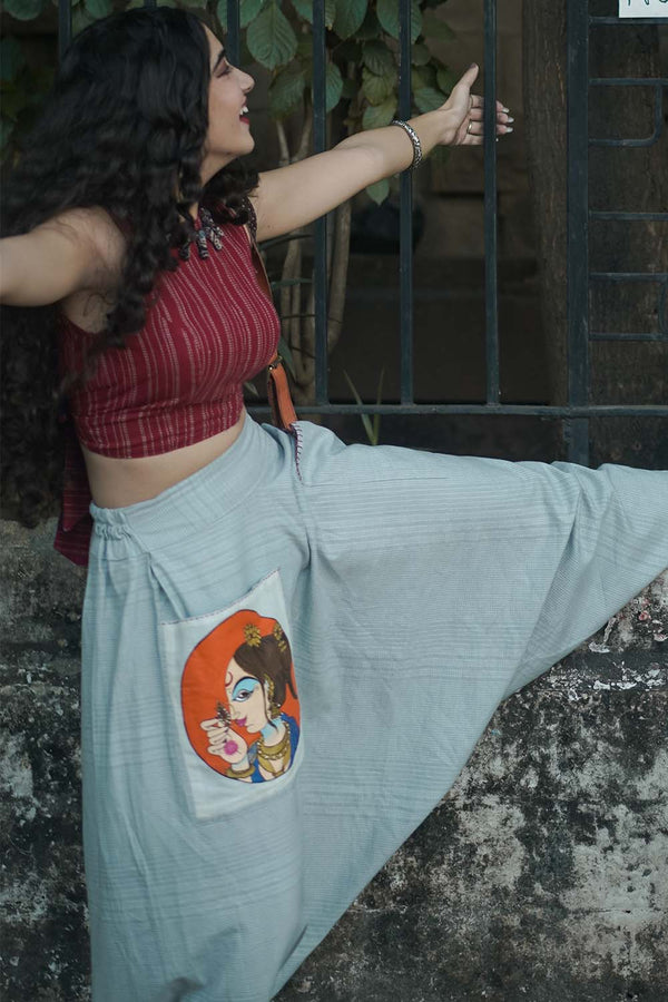 Hand Painted Wayfarer Pants- Ciel
