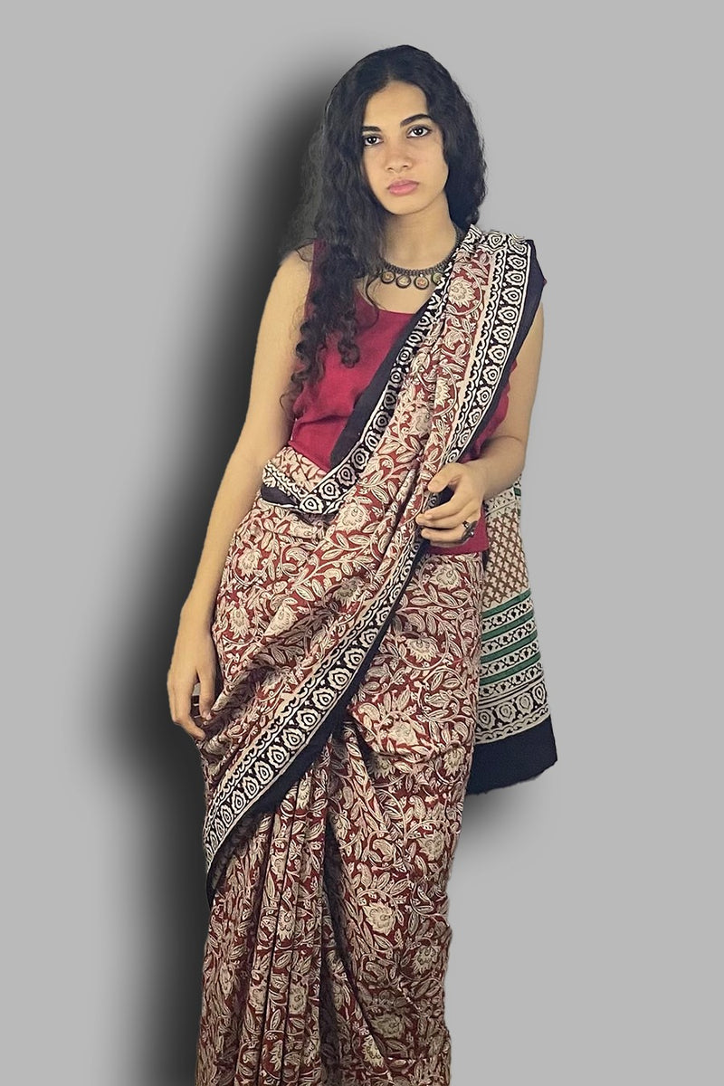 Bagru Blockprinted Cotton Saree