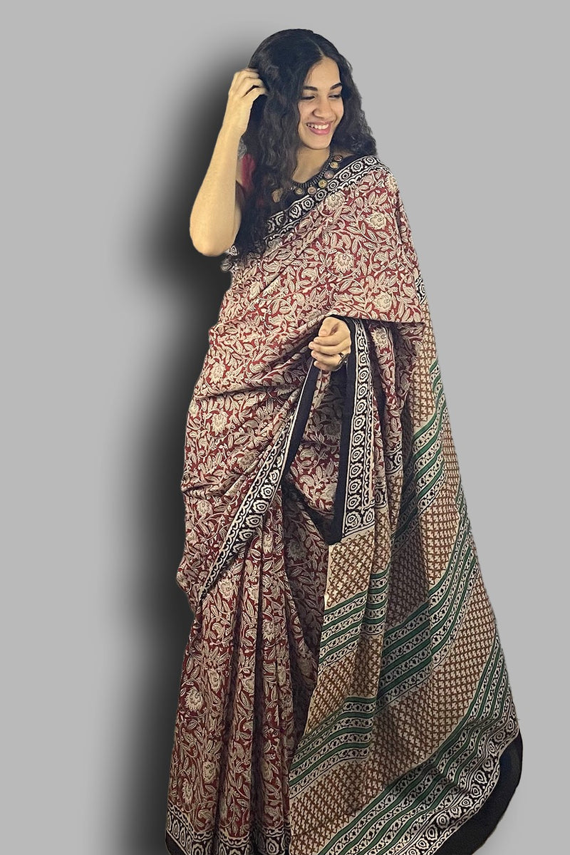 Bagru Blockprinted Cotton Saree