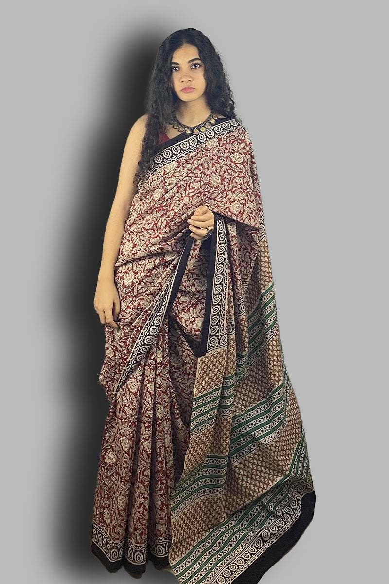 Bagru Blockprinted Cotton Saree