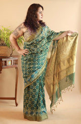Marigold - Indigo Daboo Chanderi Saree