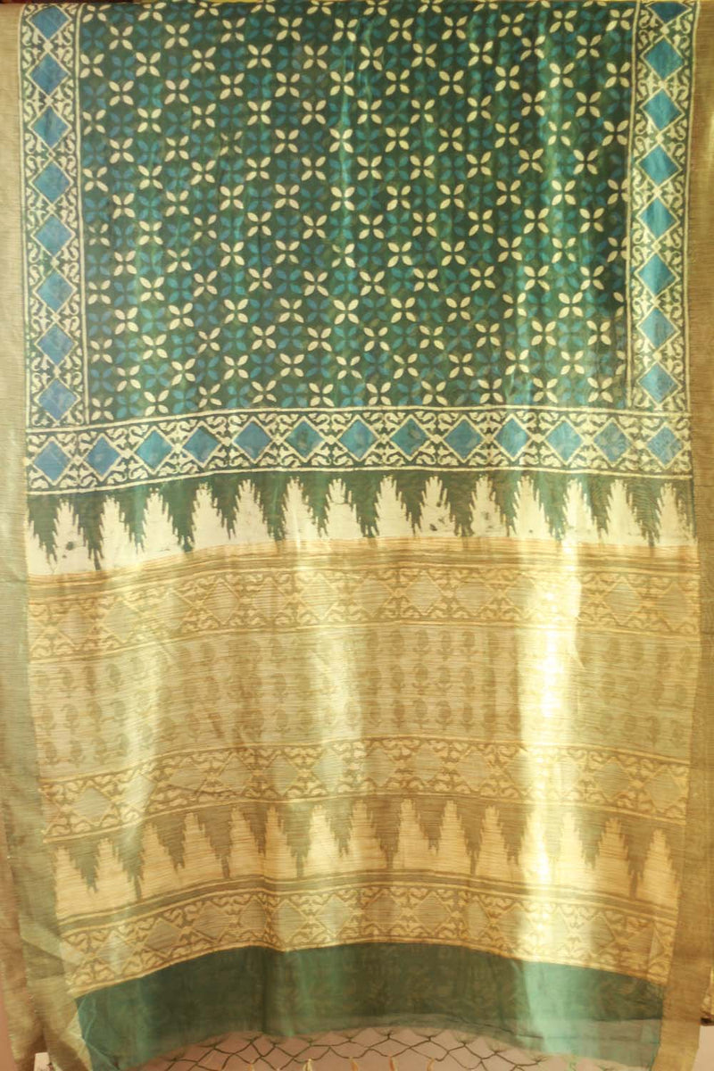 Marigold - Indigo Daboo Chanderi Saree