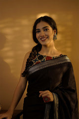 Chikankari Saree in Noir Mal