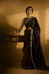 Chikankari Saree in Noir Mal