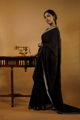 Chikankari Saree in Noir Mal