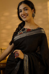 Chikankari Saree in Noir Mal