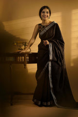 Chikankari Saree in Noir Mal