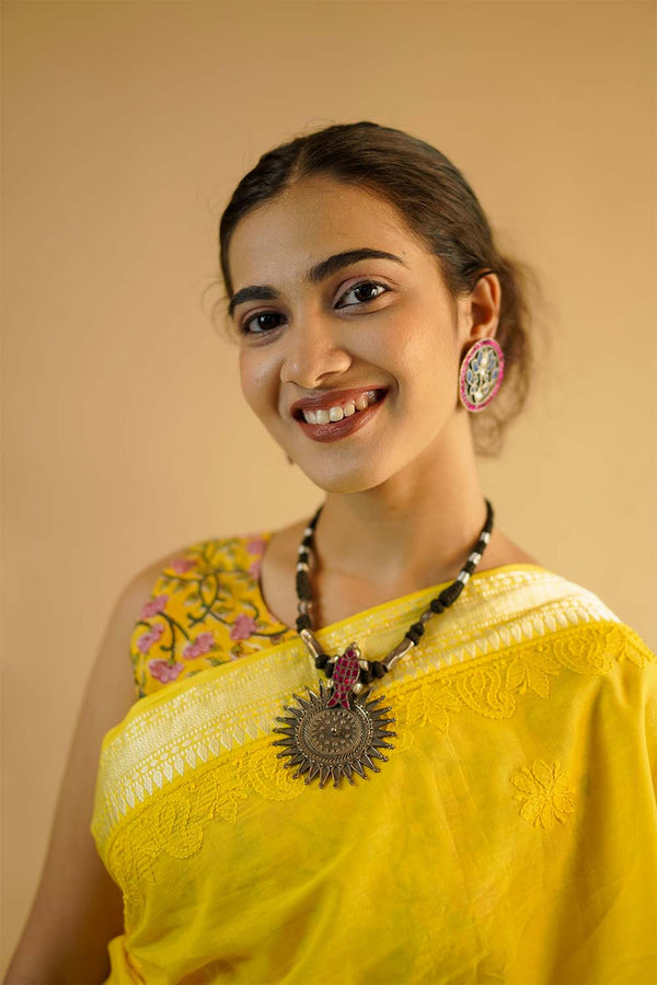 Chikankari Saree in Chrome Mal