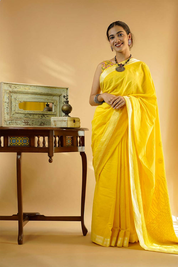 Chikankari Saree in Chrome Mal