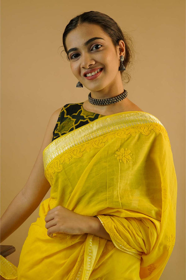 Chikankari Saree in Chrome Kairi Mal